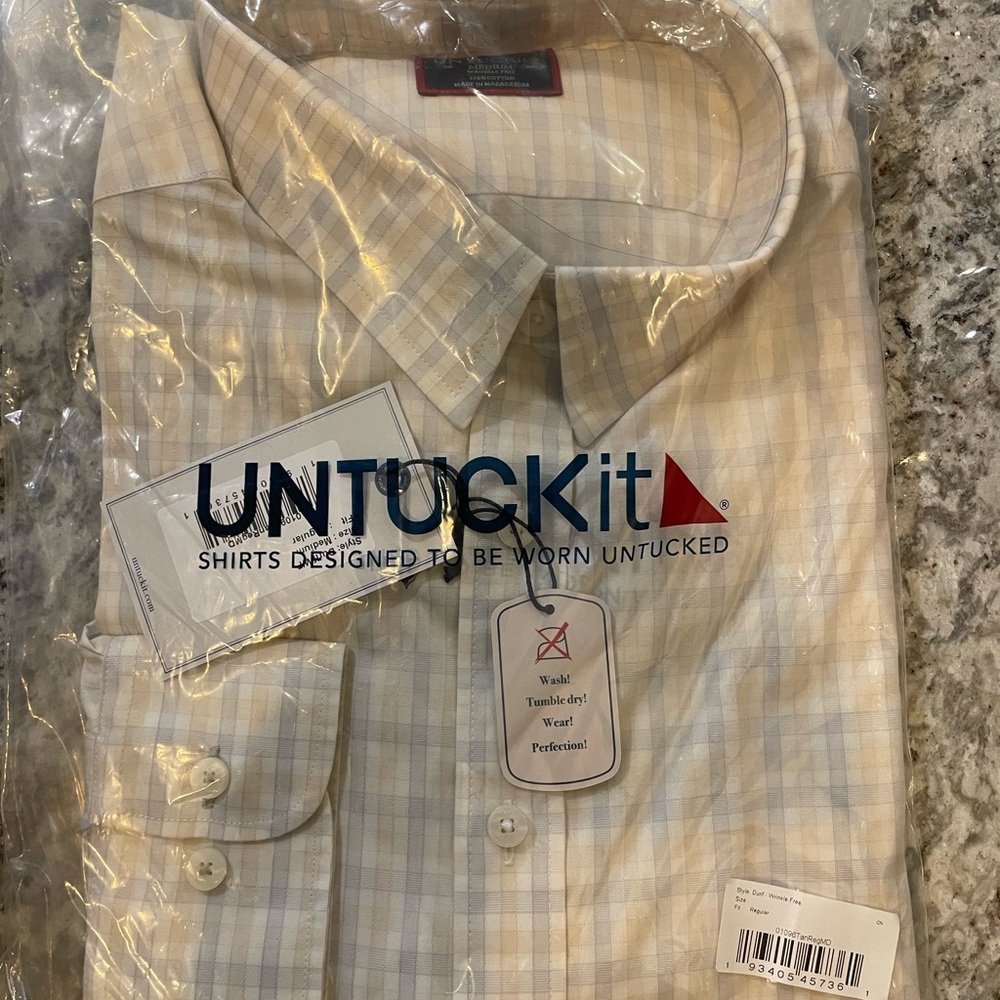 UNTUCKit Cream/Tan Casual Button Down Shirt